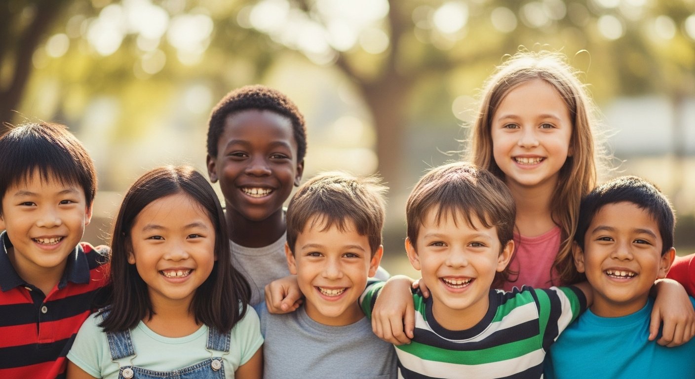 Diverse children smiling